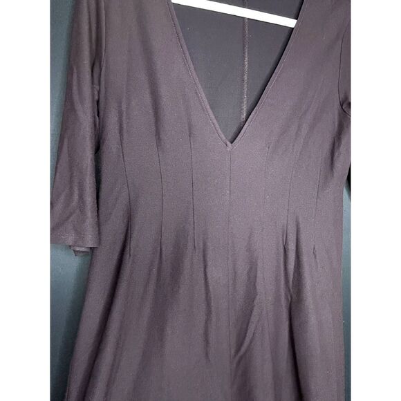 Eileen Fisher Women's Chocolate Mocha Brown V-Neck Swing Minimalist Midi Dress M - Picture 6 of 9